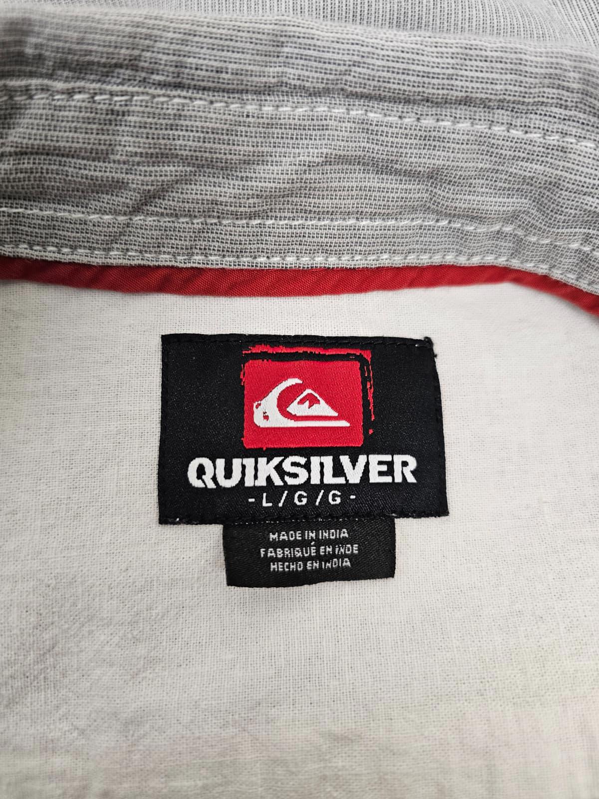 Quiksilver Mens Y2K 2000s Long Sleeve Button Up Shirt - L/Large - Grey