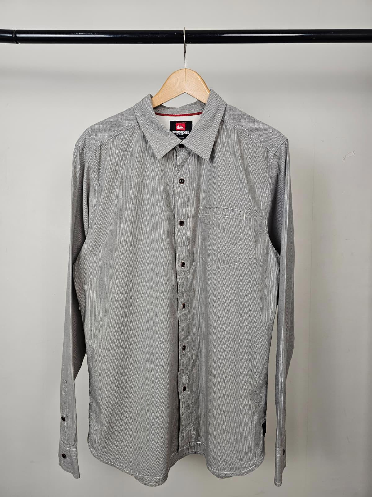 Quiksilver Mens Y2K 2000s Long Sleeve Button Up Shirt - L/Large - Grey