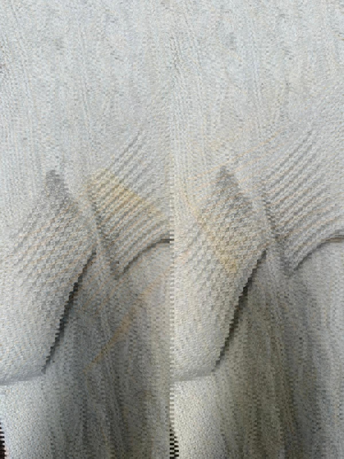 Visor Empire Mens Vintage 100% Wool Cable Knit Pullover Jumper - S/Small  -Cream