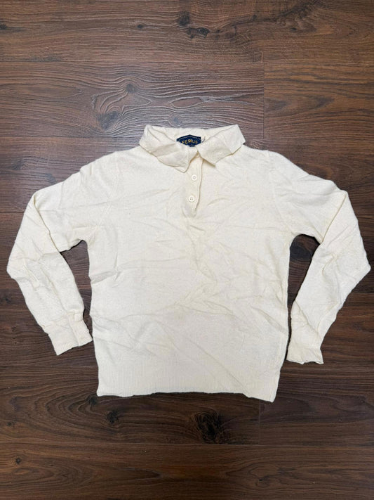 Fermus Mens Vintage Lambswool Long Sleeve Polo Neck Jumper - S/Small - Cream