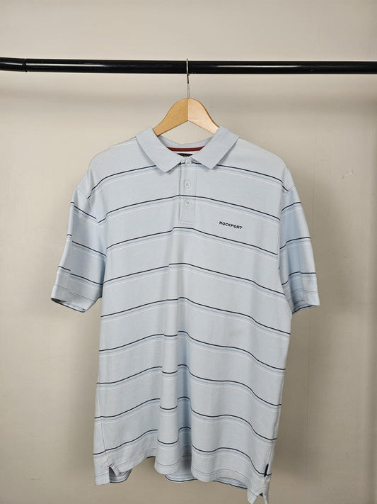 Rockport Men's Y2K 2000s Striped Short Sleeve Polo Shirt - XL/Extra Large
