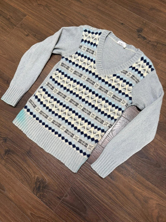 Walrus Mens Vintage 70's 100% Wool V-Neck Jumper - Made in UK -  S/Small