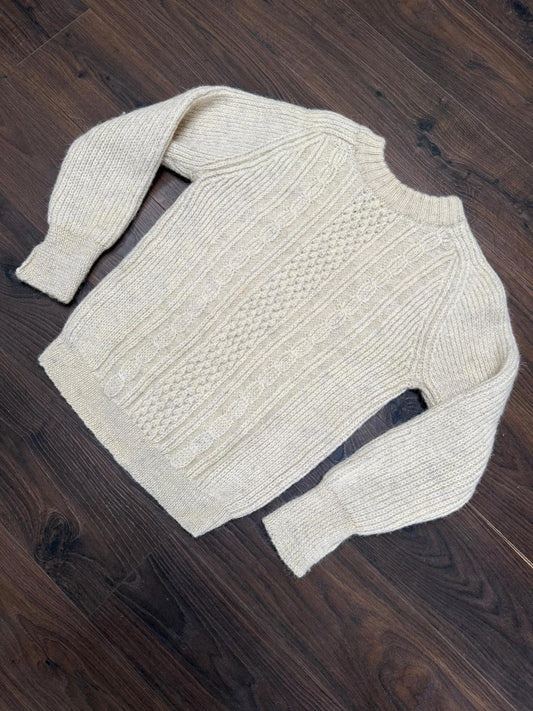 Pure New Wool Men's Vintage 100% New Wool Cable Knit Jumper - Made in UK - M