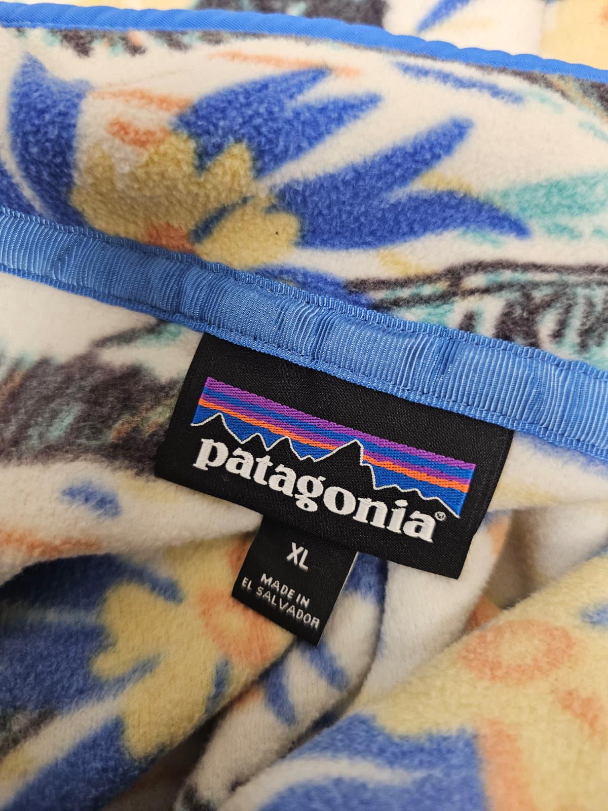 Patagonia Womens Pullover Snap Button Floral/Tropical Print Fleece Jumper - XL