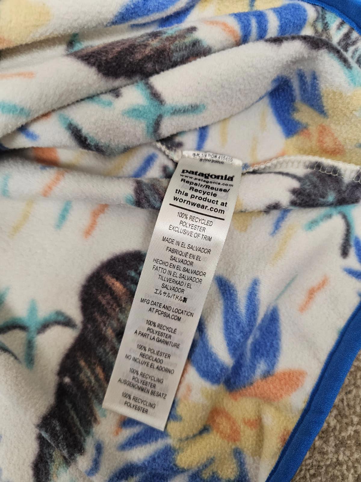 Patagonia Womens Pullover Snap Button Floral/Tropical Print Fleece Jumper - XL