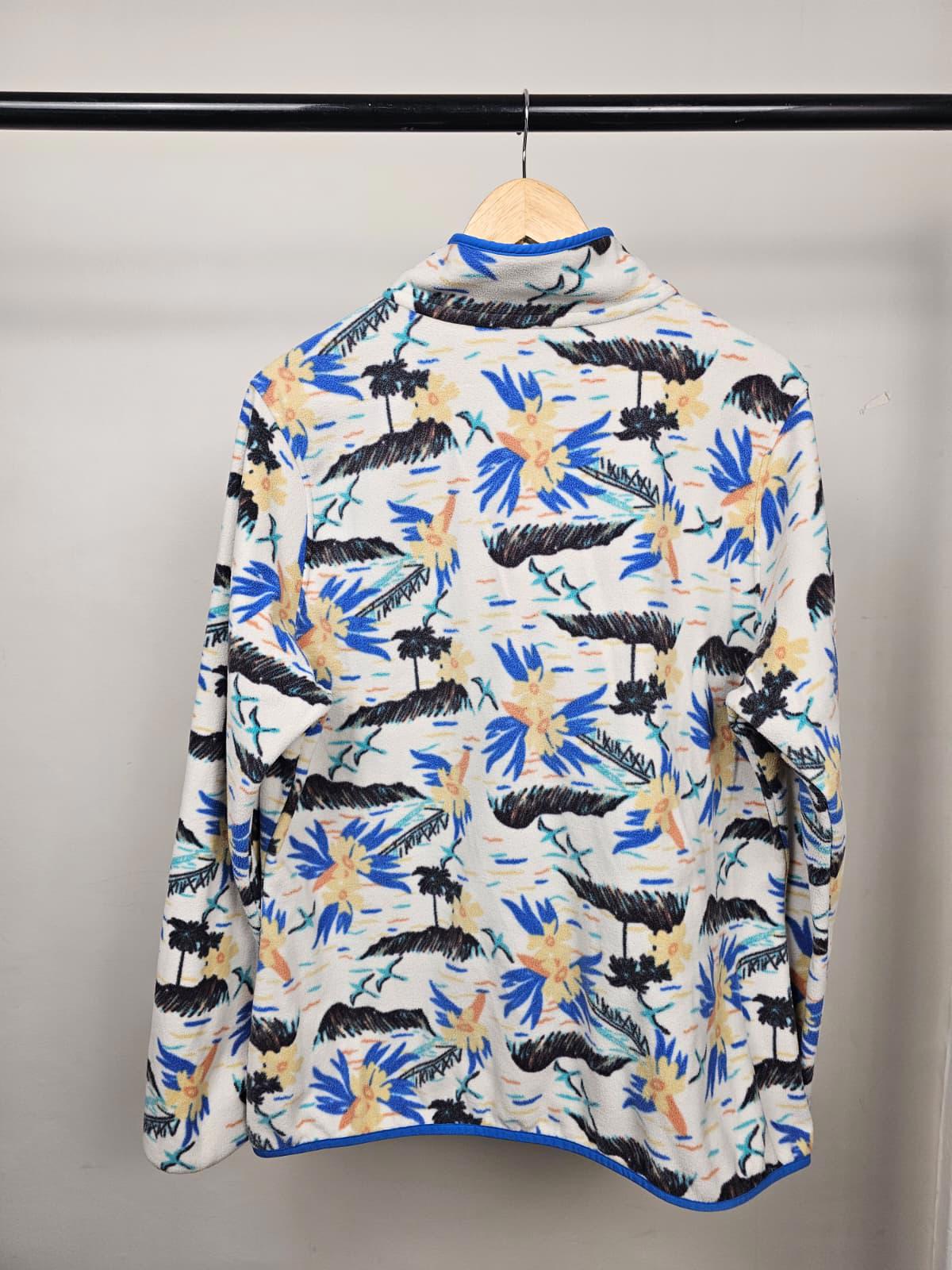 Patagonia Womens Pullover Snap Button Floral/Tropical Print Fleece Jumper - XL