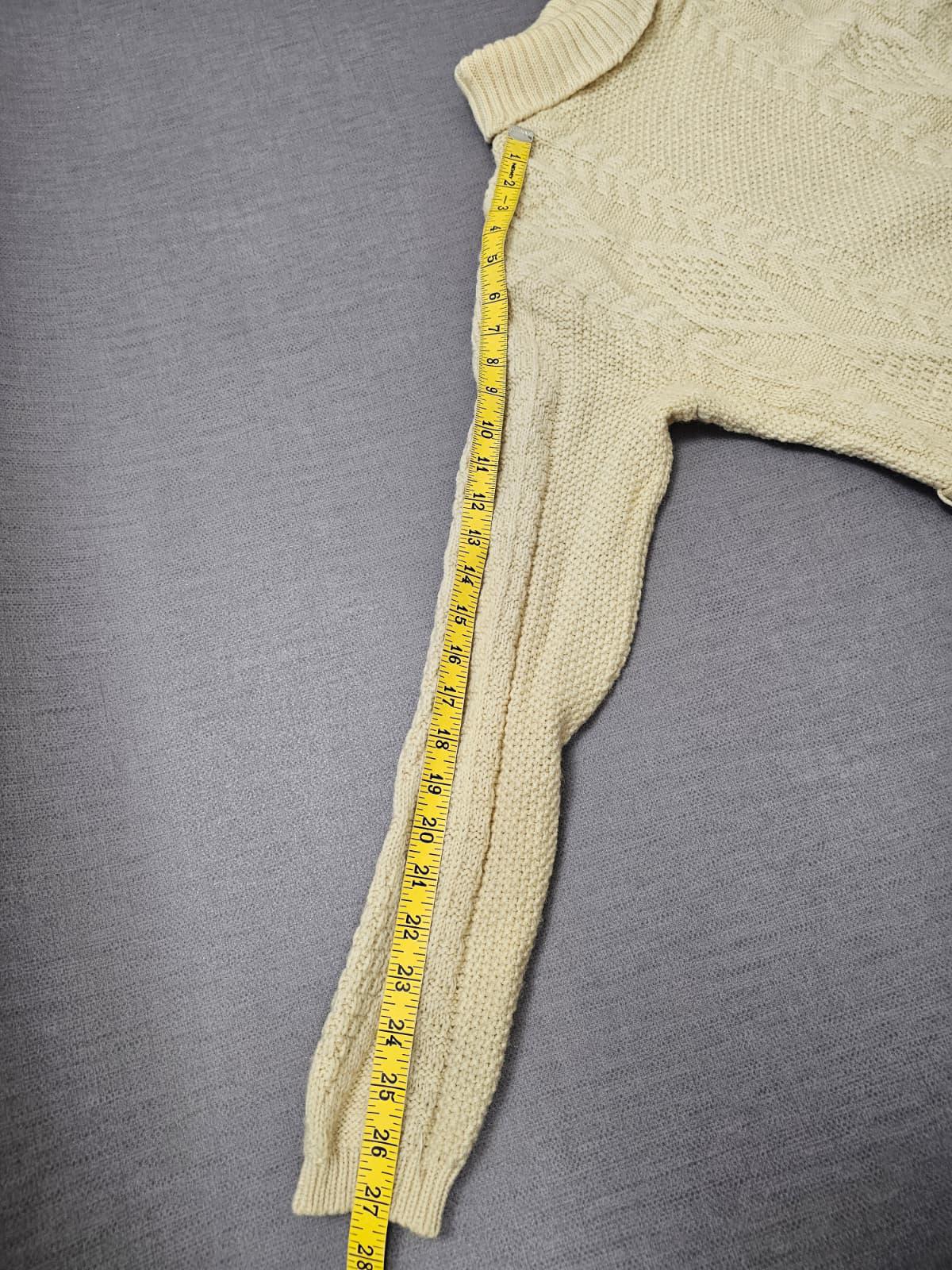Women's Vintage 90's Textured Roll Neck Cable Hand Knit Dress - 10-12 - Cream