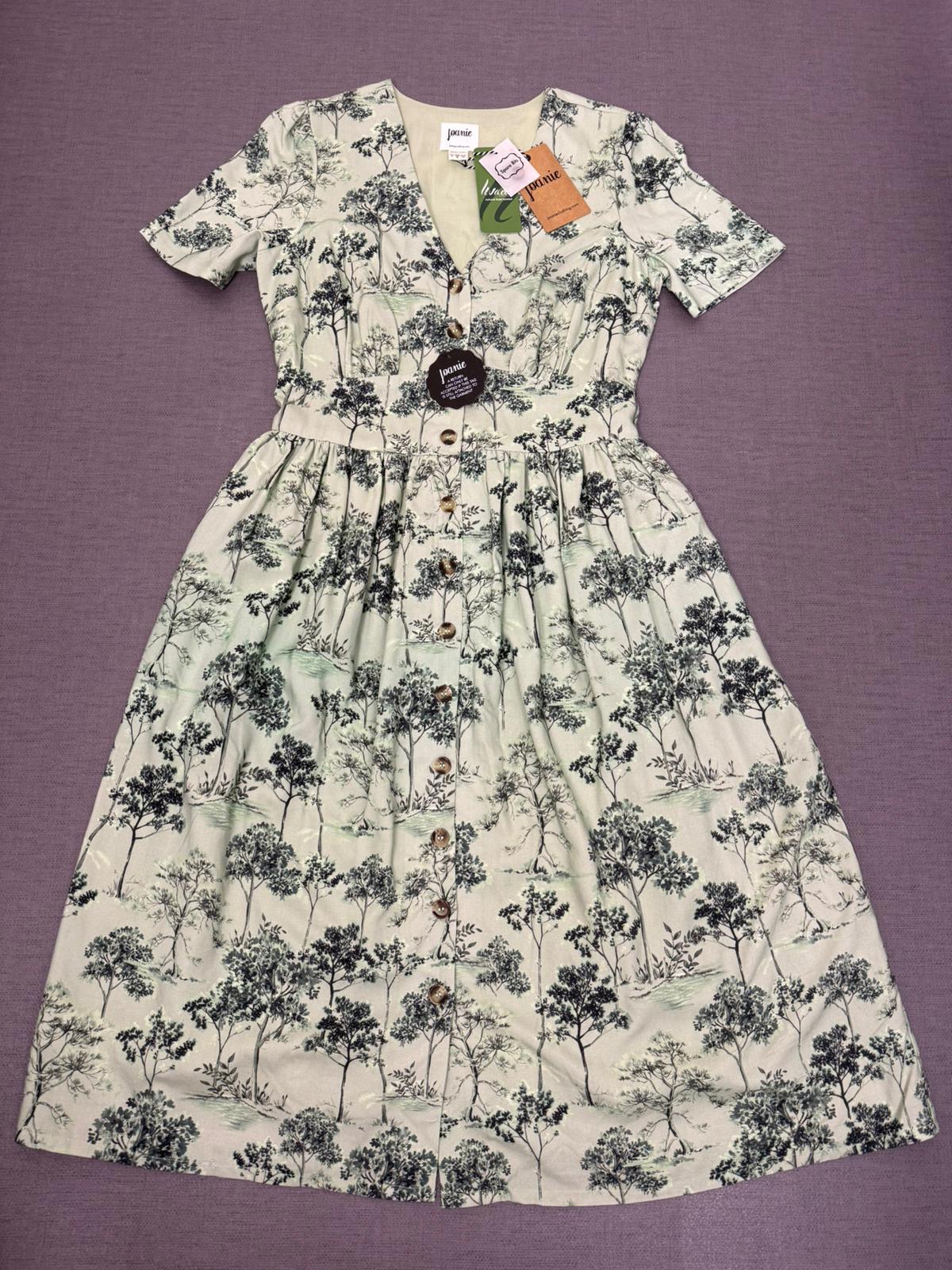 Joanie Womens Button-Down Forestry Print Multi Season Casual Midi Dress - UK 8