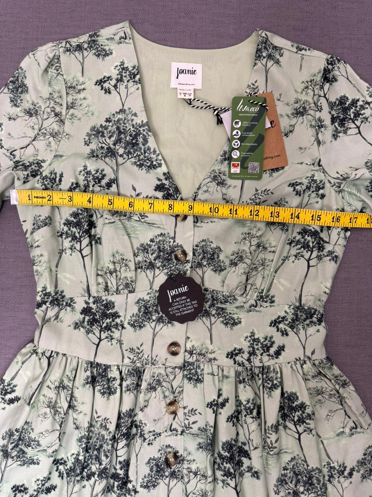 Joanie Womens Button-Down Forestry Print Multi Season Casual Midi Dress - UK 8