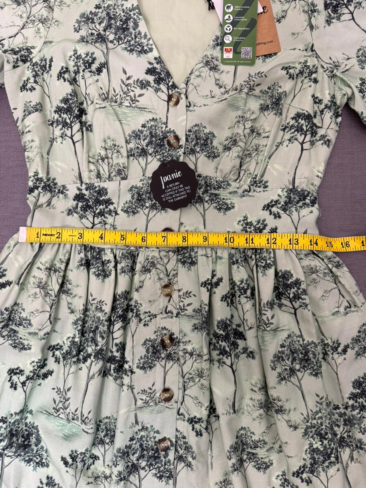 Joanie Womens Button-Down Forestry Print Multi Season Casual Midi Dress - UK 8