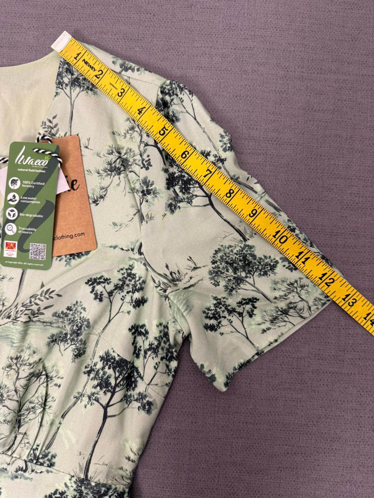 Joanie Womens Button-Down Forestry Print Multi Season Casual Midi Dress - UK 8