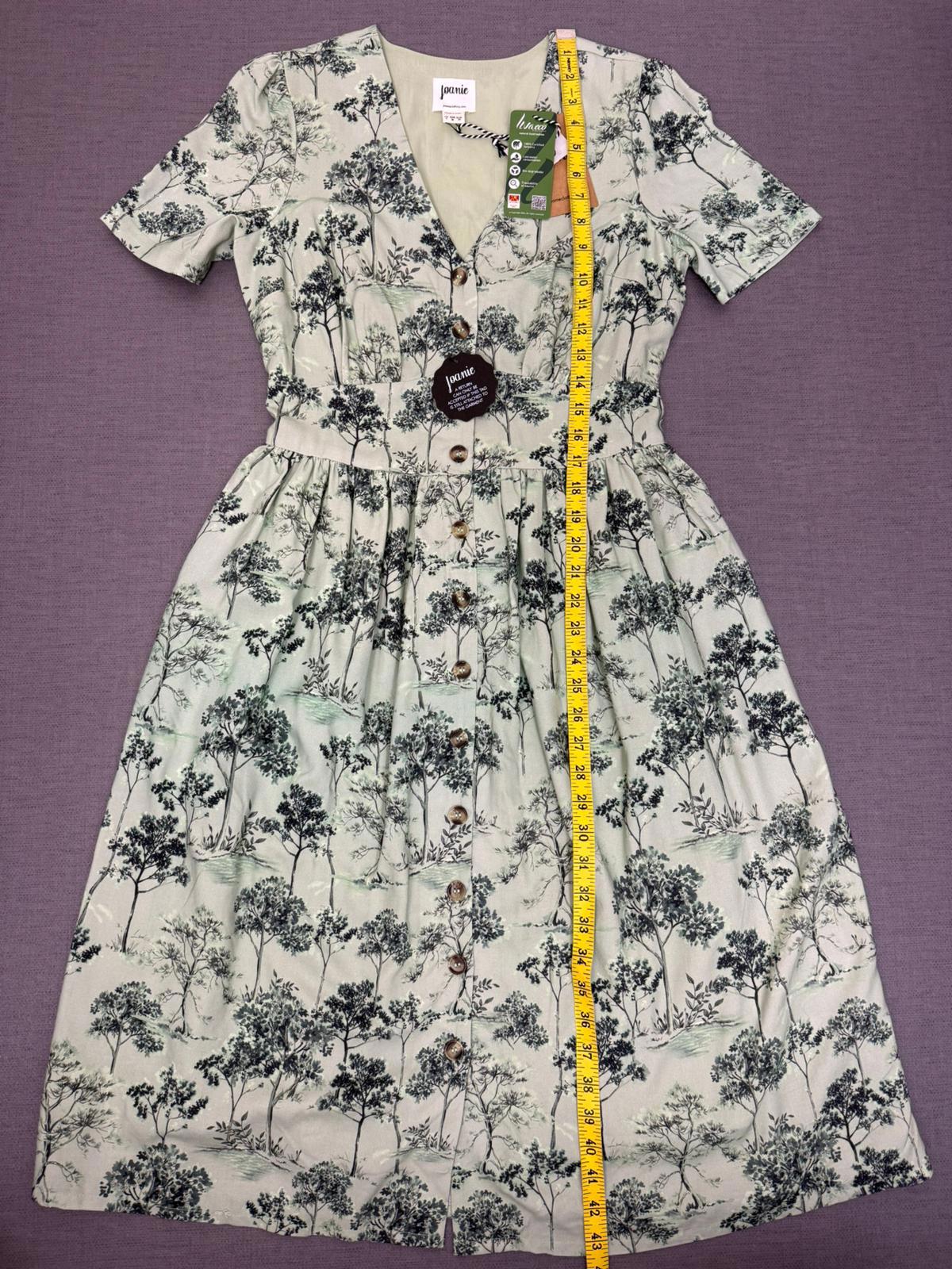 Joanie Womens Button-Down Forestry Print Multi Season Casual Midi Dress - UK 8