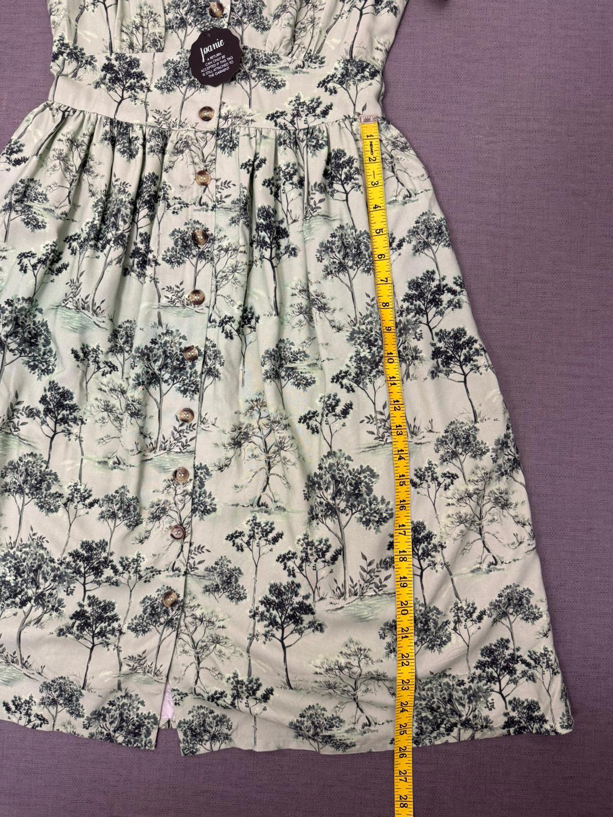 Joanie Womens Button-Down Forestry Print Multi Season Casual Midi Dress - UK 8