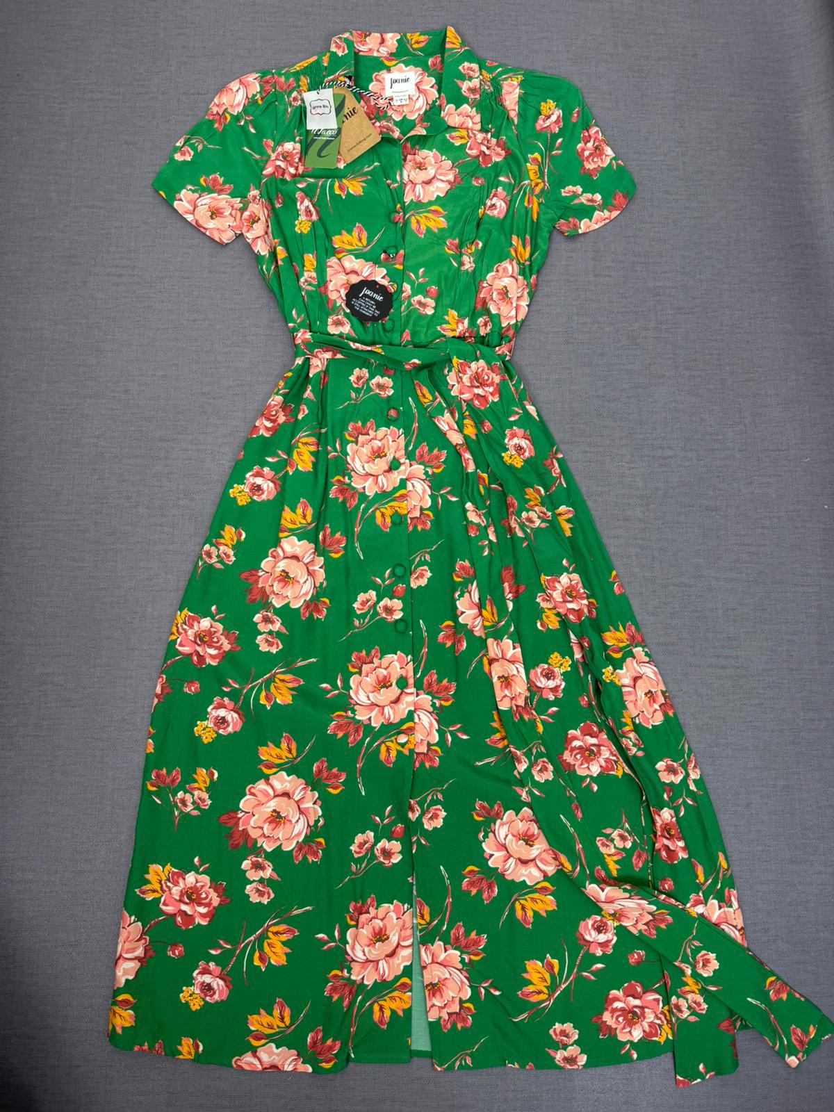 Joanie Womens Roberta Green Floral Print Midaxi Tea Dress - UK 8