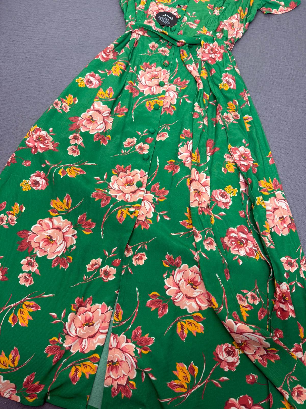 Joanie Womens Roberta Green Floral Print Midaxi Tea Dress - UK 8