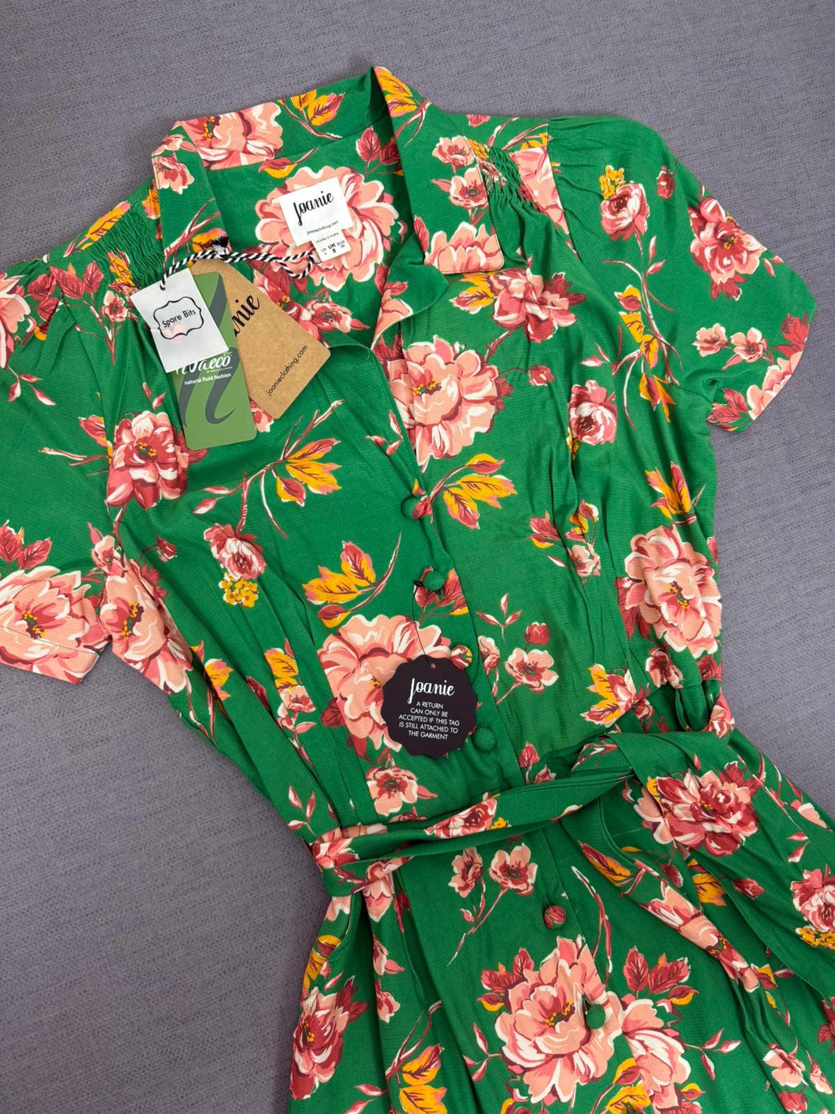 Joanie Womens Roberta Green Floral Print Midaxi Tea Dress - UK 8