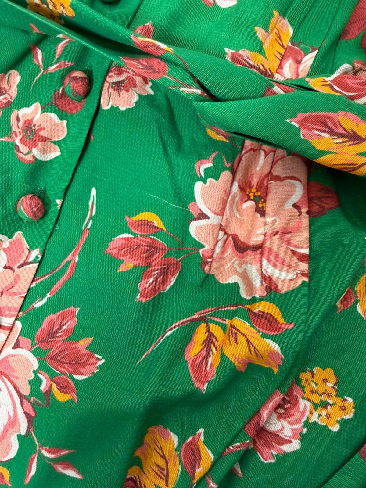 Joanie Womens Roberta Green Floral Print Midaxi Tea Dress - UK 8