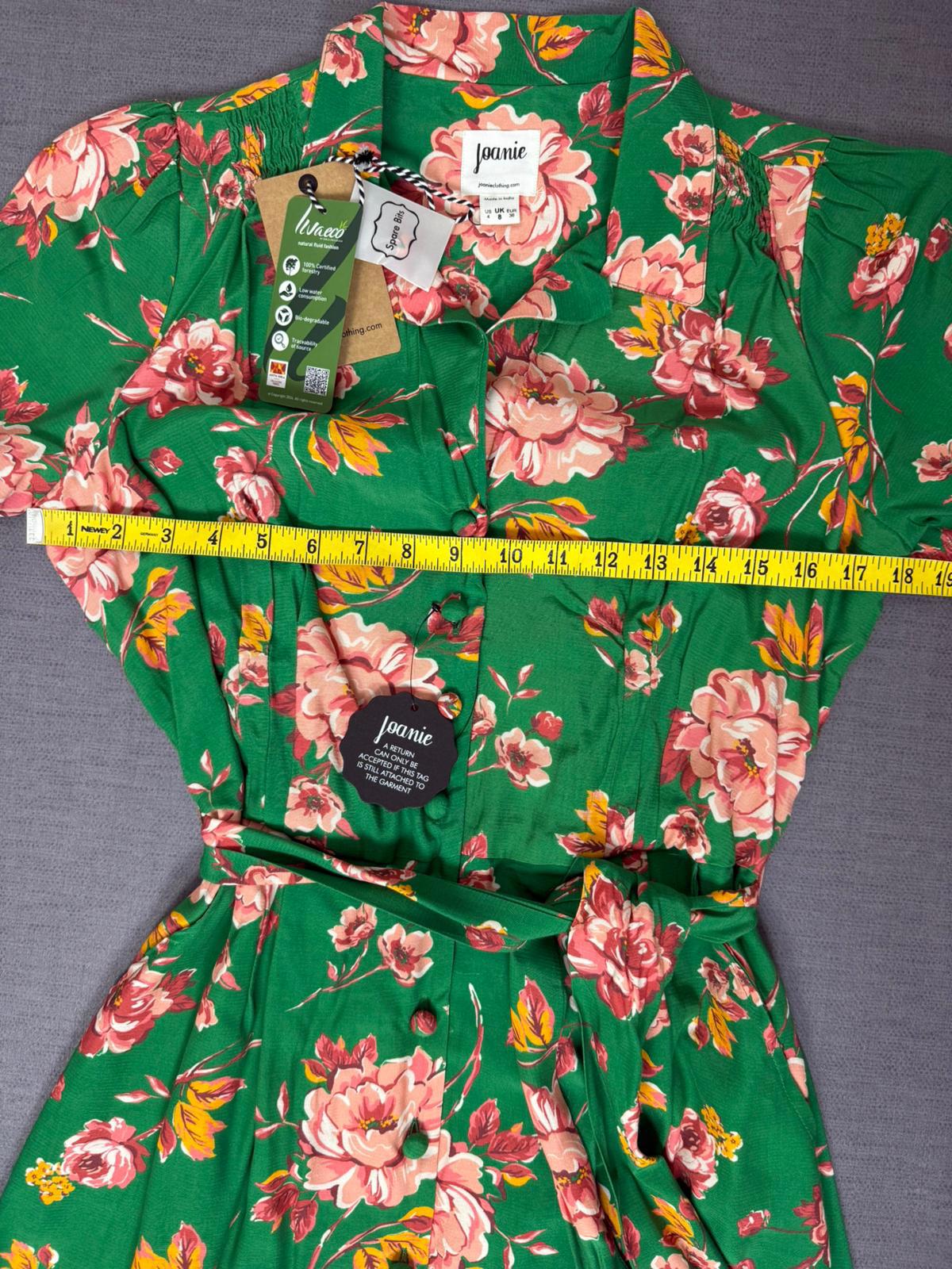 Joanie Womens Roberta Green Floral Print Midaxi Tea Dress - UK 8