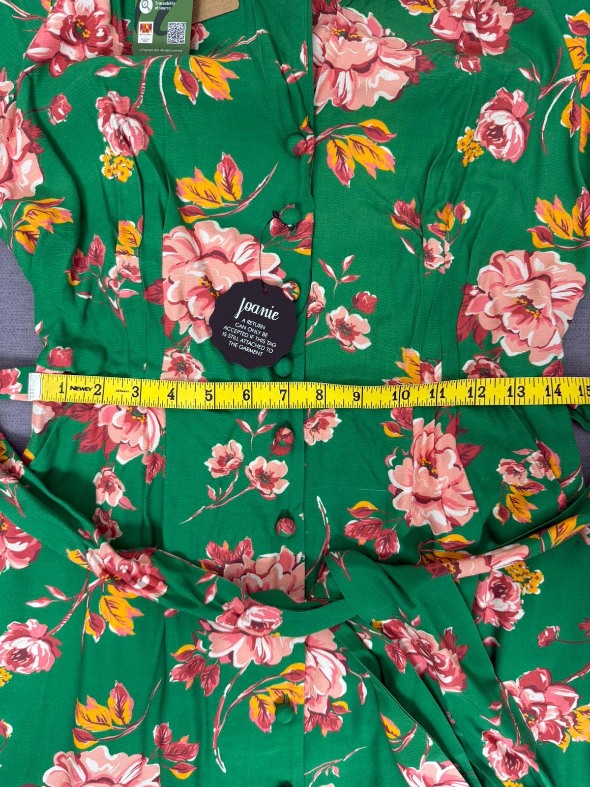 Joanie Womens Roberta Green Floral Print Midaxi Tea Dress - UK 8