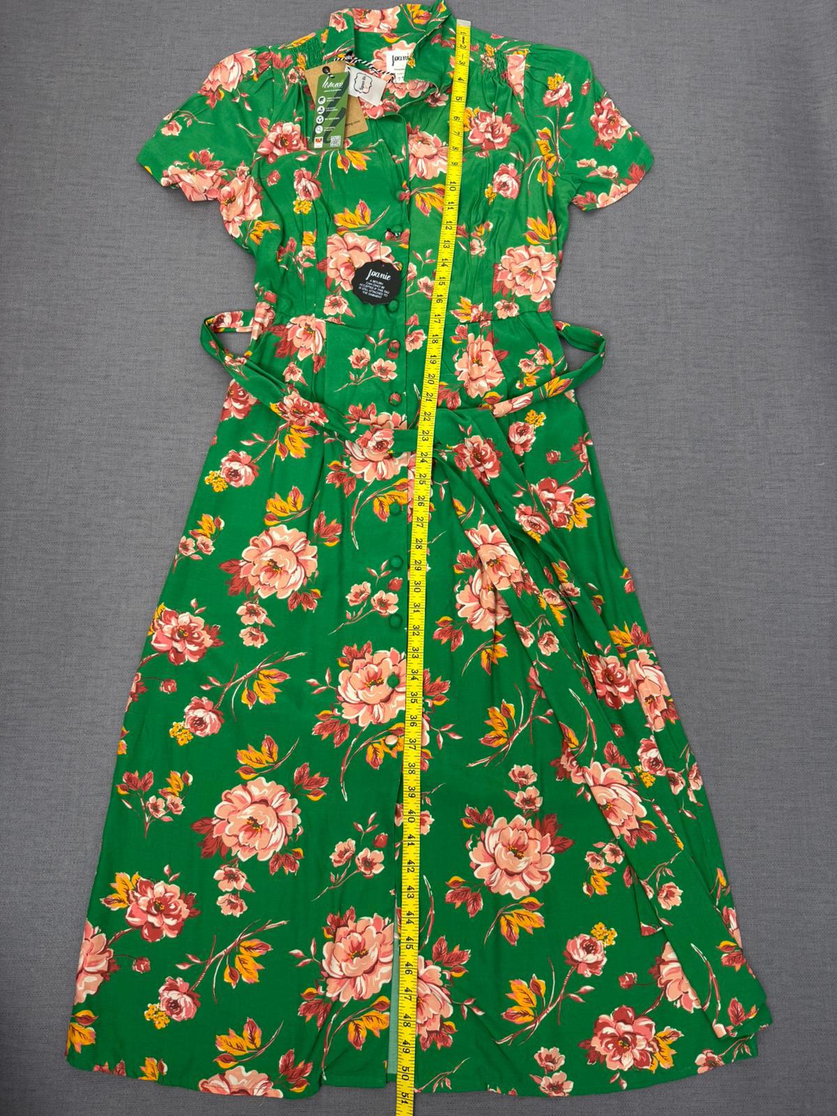 Joanie Womens Roberta Green Floral Print Midaxi Tea Dress - UK 8