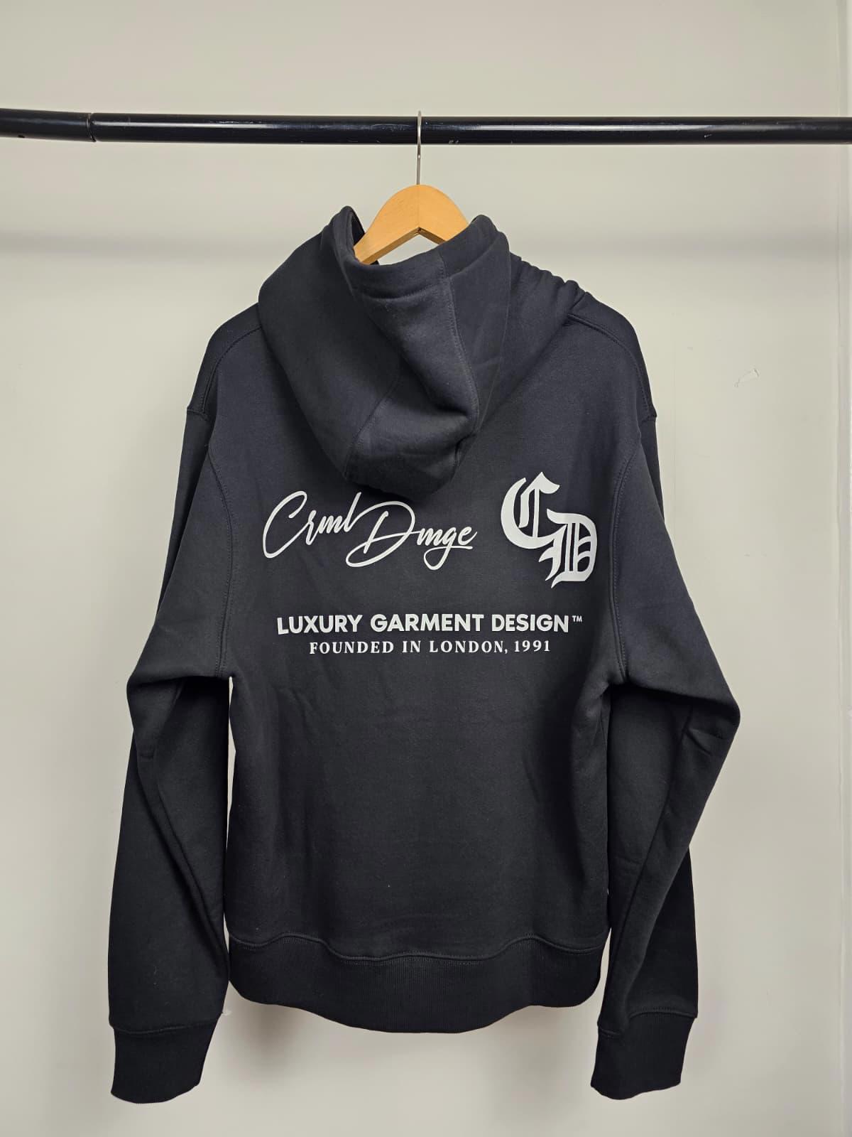 Criminal Damage Luxury Garments Mens Pullover Back/Front Print Hoodie -S/Small