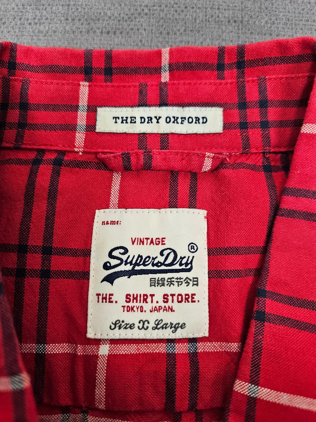 Superdry Mens Long Sleeve Button Oxford Checked Shirt -XL/Extra Large -Red/Navy