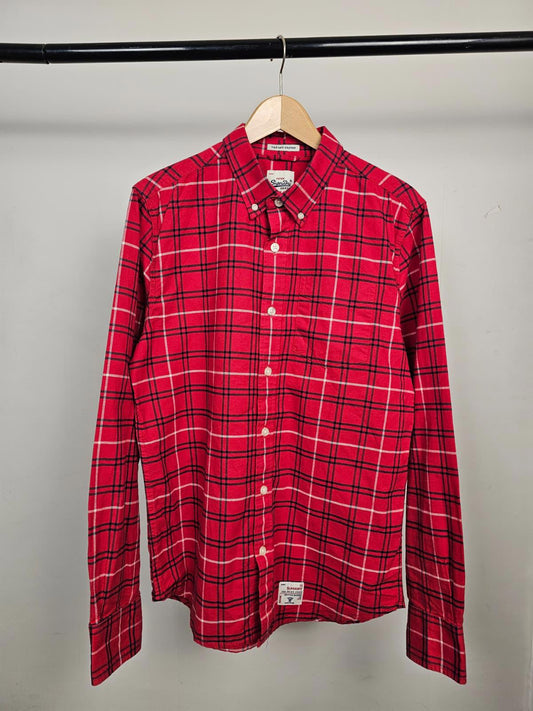 Superdry Mens Long Sleeve Button Oxford Checked Shirt -XL/Extra Large -Red/Navy