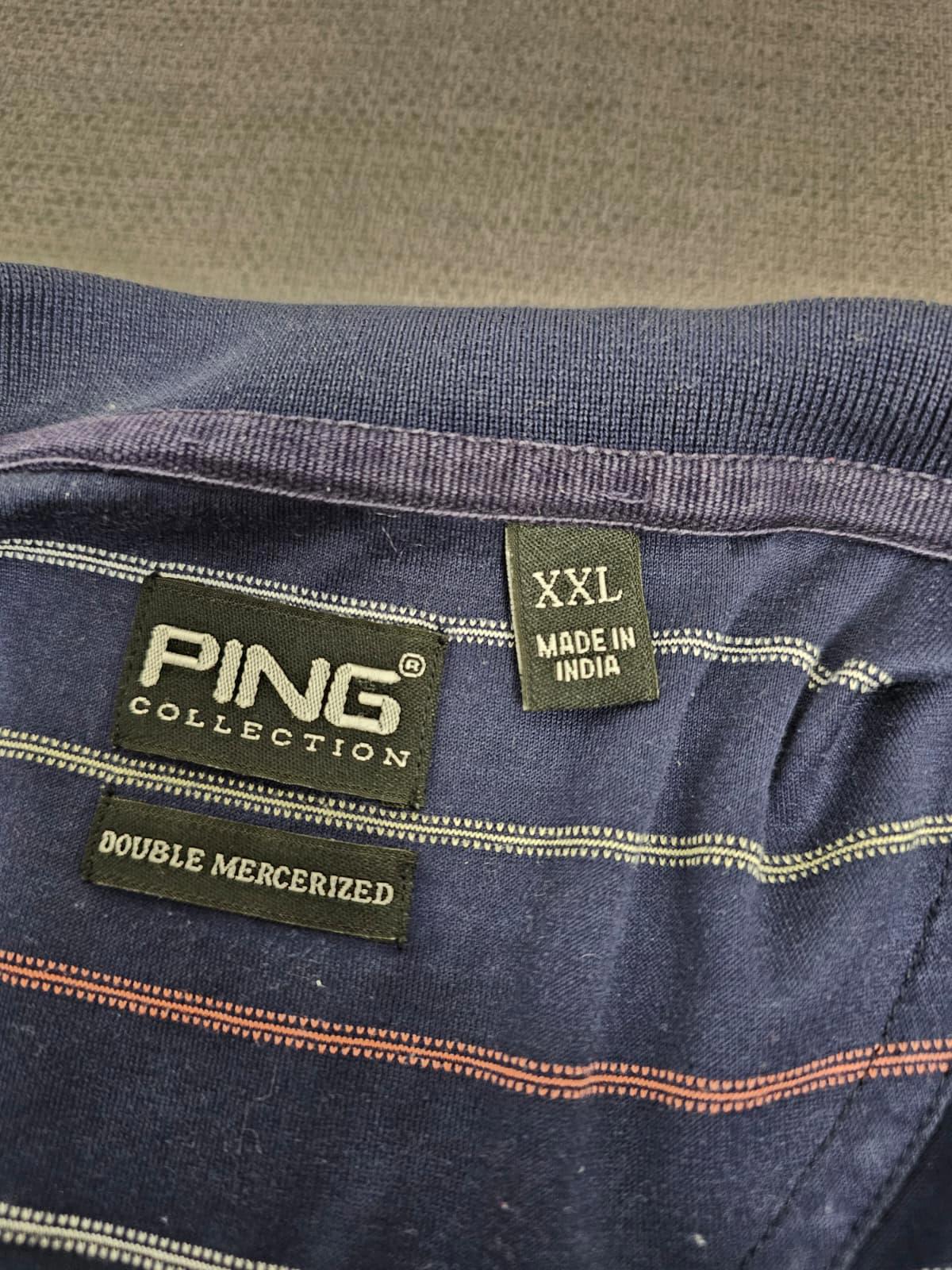 PING Erinvale Mens Striped Golf Polo Short - XXL/2XL/Extra Extra Large - Navy