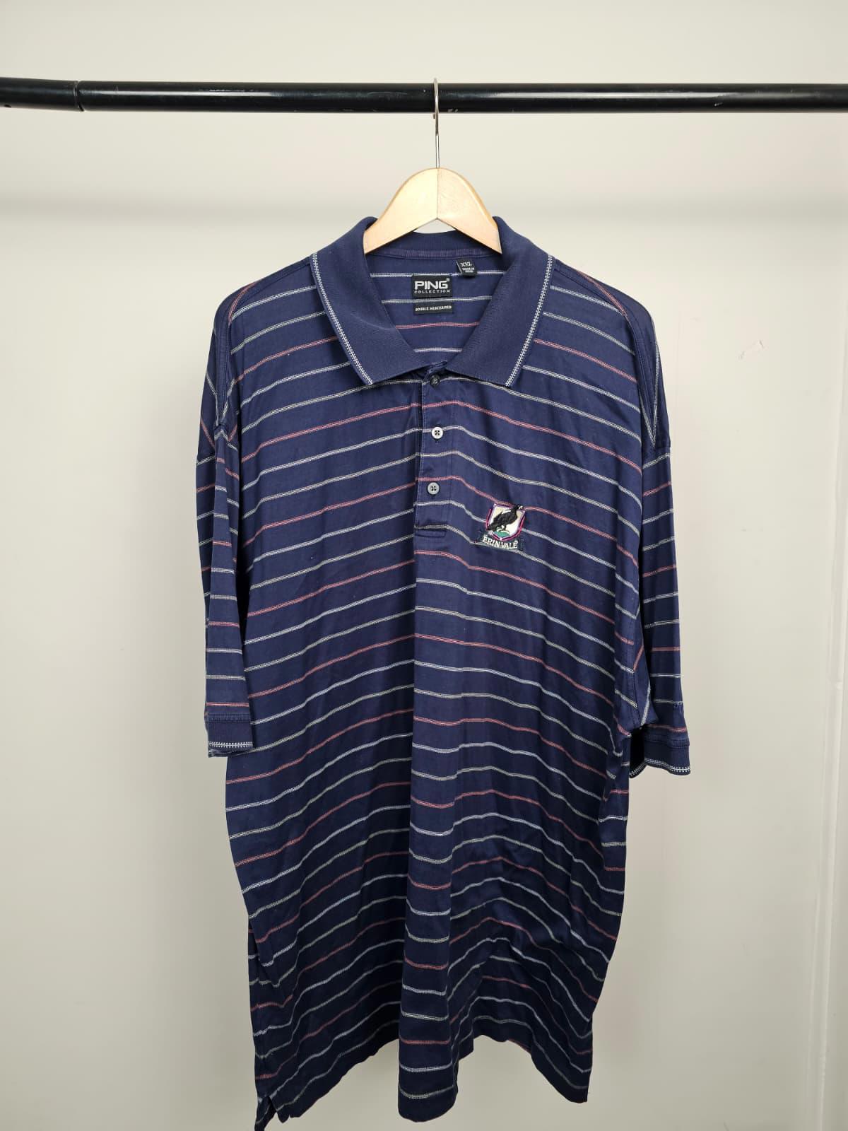PING Erinvale Mens Striped Golf Polo Short - XXL/2XL/Extra Extra Large - Navy