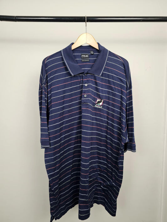PING Erinvale Mens Striped Golf Polo Short - XXL/2XL/Extra Extra Large - Navy