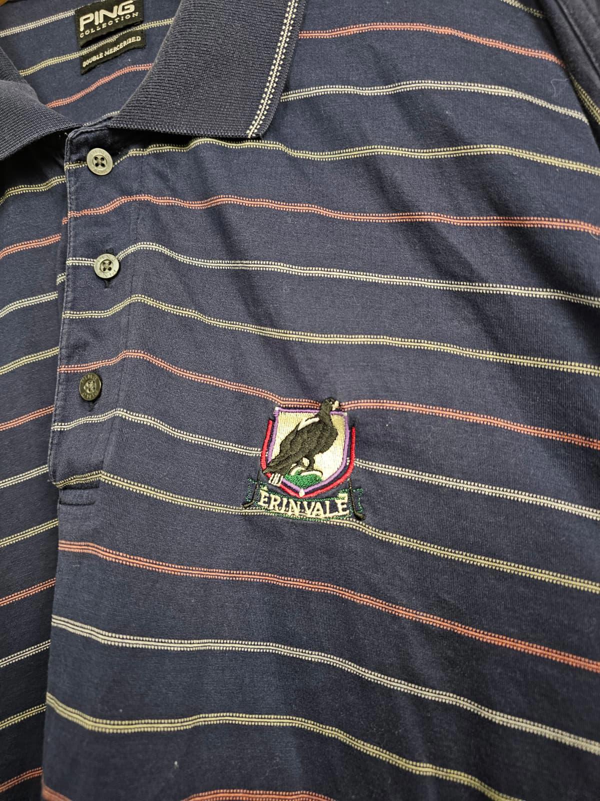 PING Erinvale Mens Striped Golf Polo Short - XXL/2XL/Extra Extra Large - Navy
