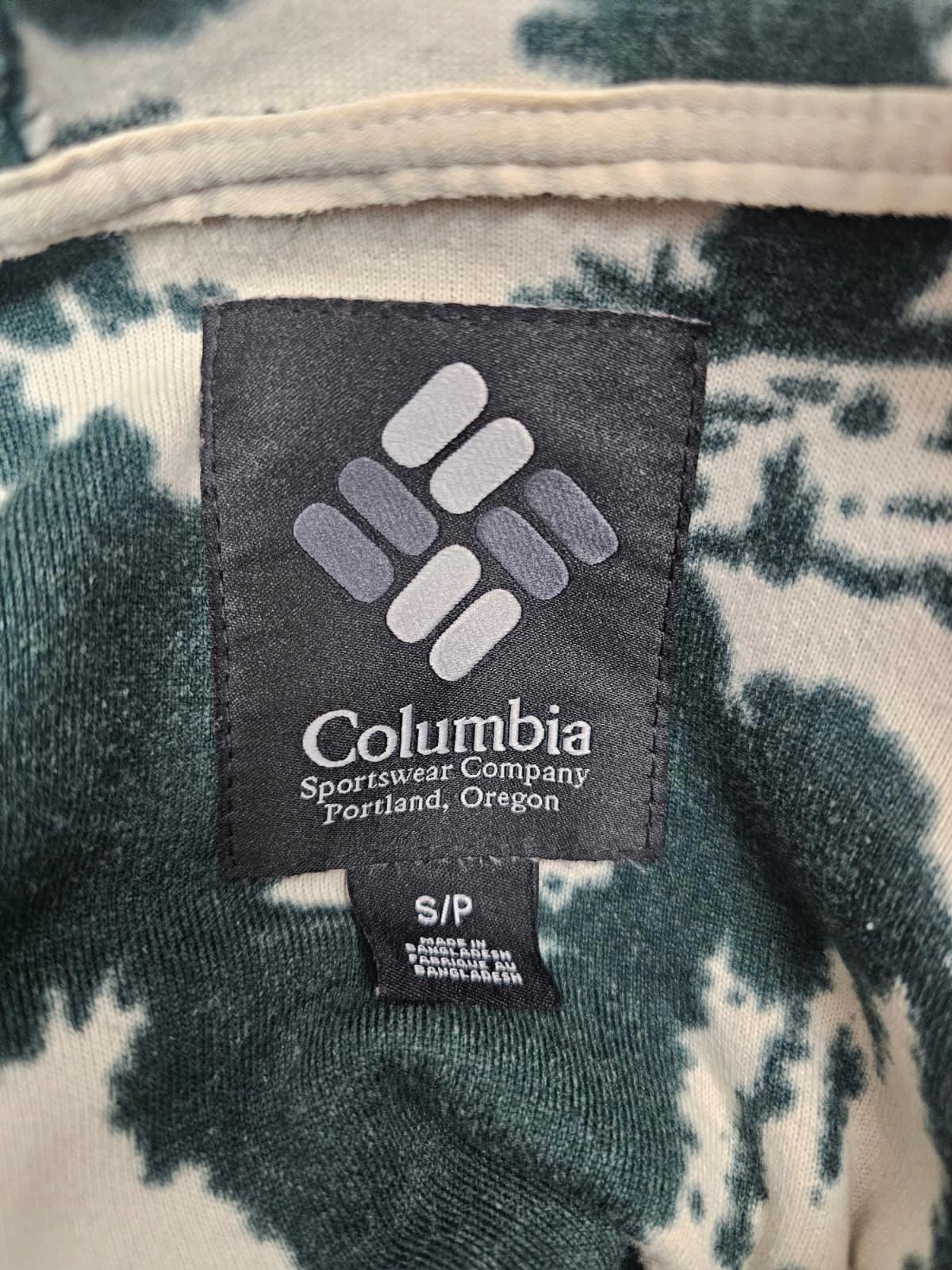 Columbia Mens Pullover Outdoor/Camping Print Snap Button Hooded Fleece Jumper -S