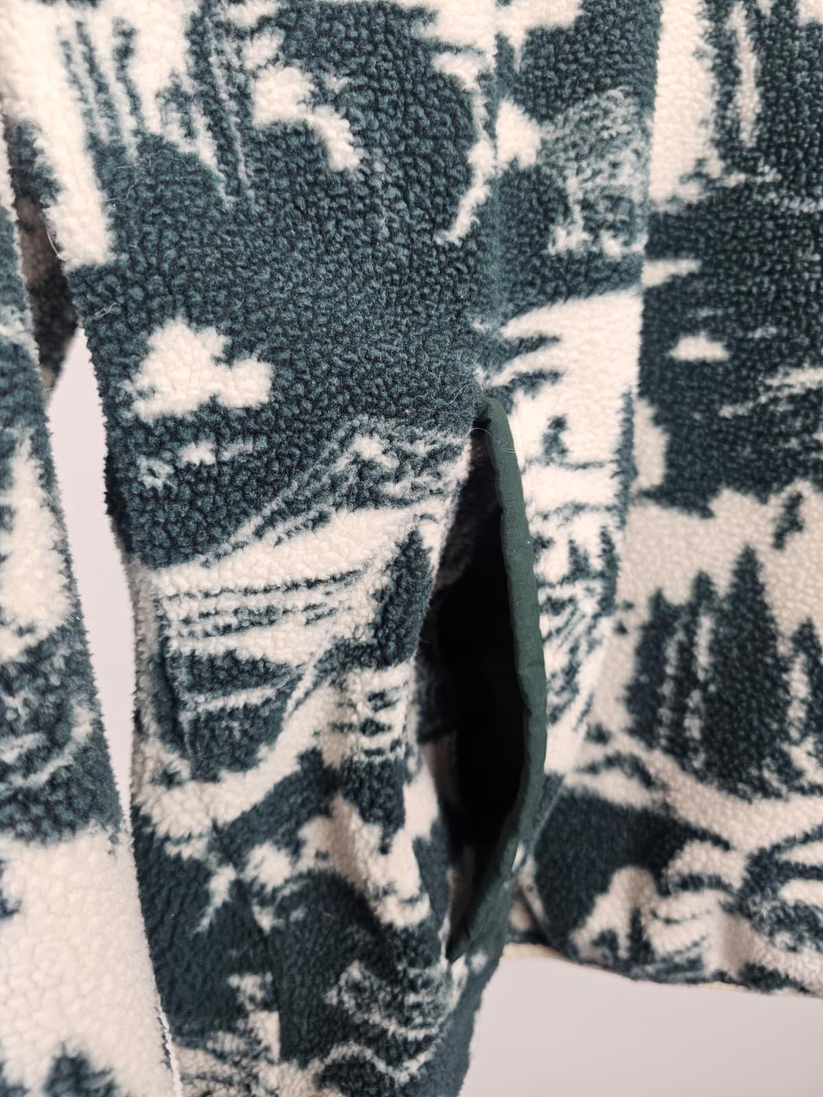 Columbia Mens Pullover Outdoor/Camping Print Snap Button Hooded Fleece Jumper -S
