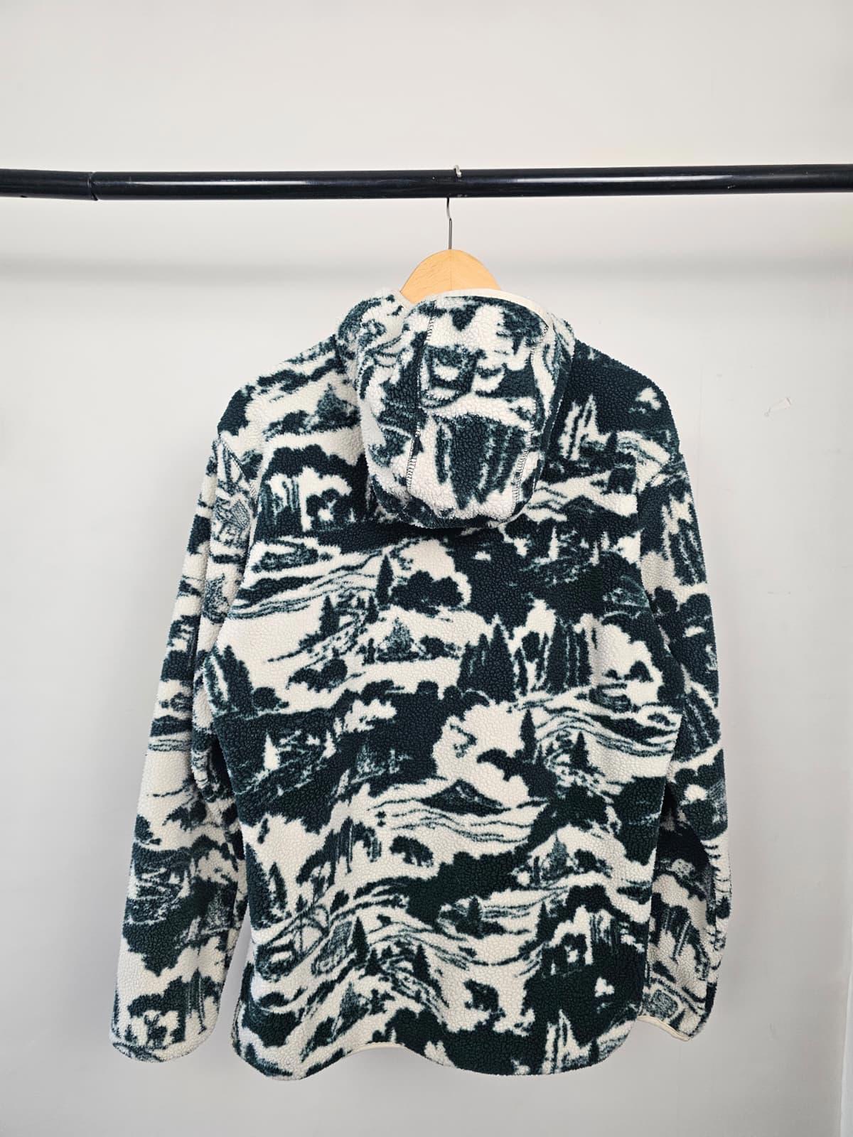 Columbia Mens Pullover Outdoor/Camping Print Snap Button Hooded Fleece Jumper -S