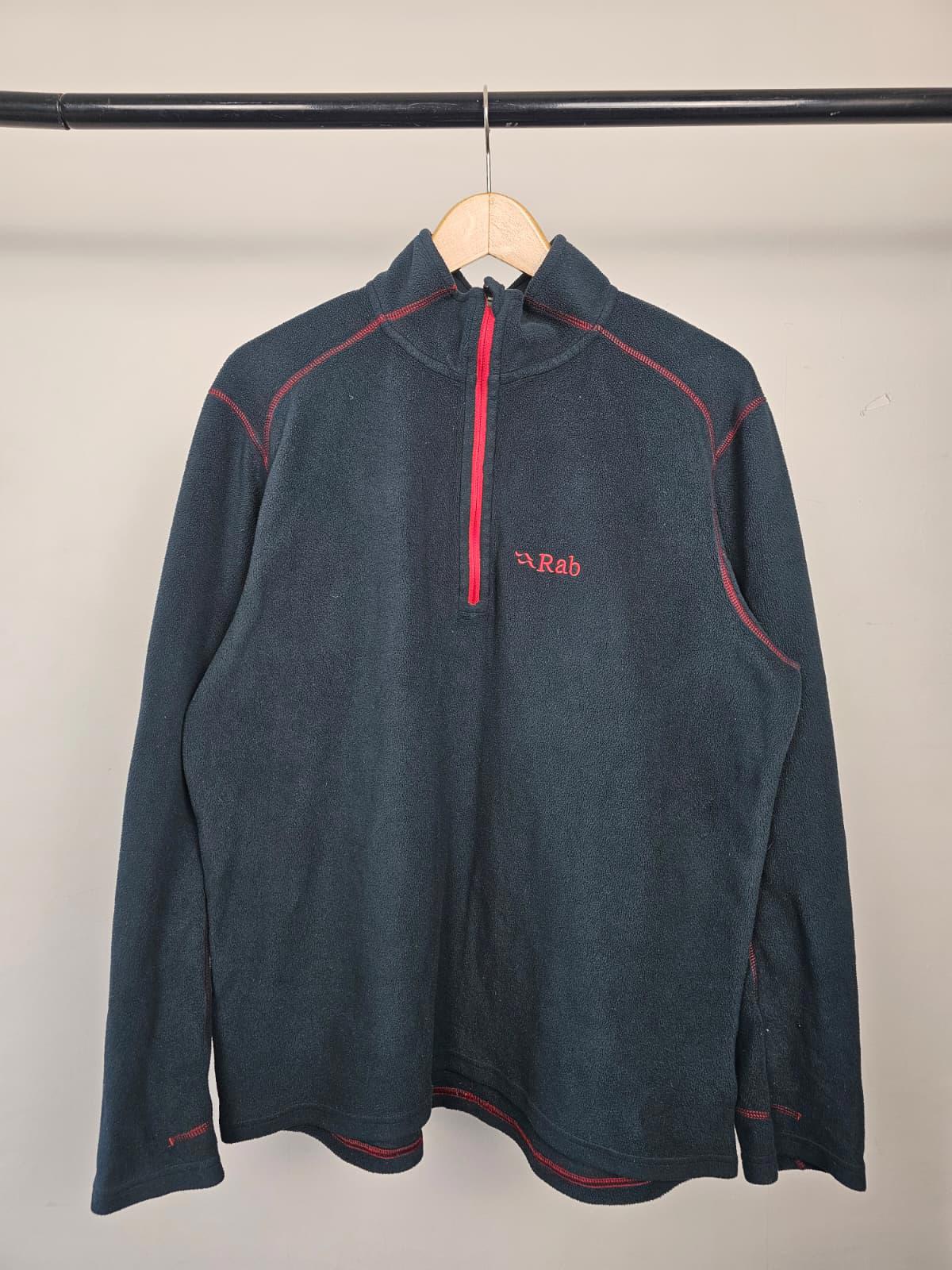 Rab Mens Polartec 1/2 Zip Pullover Fleece Jumper - L/Large - Navy/Red