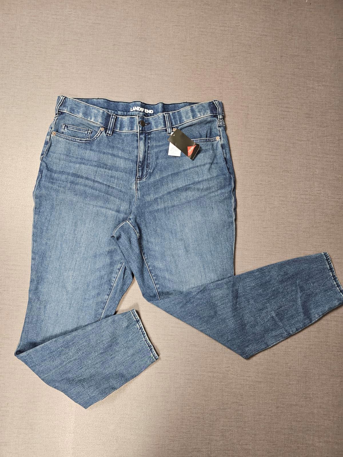 Lands End Women's Blue Denim Jeans Stretchy Waist - UK 24 - W38/30