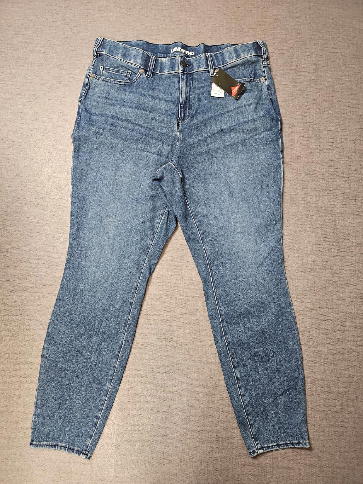 Lands End Women's Blue Denim Jeans Stretchy Waist - UK 24 - W38/30