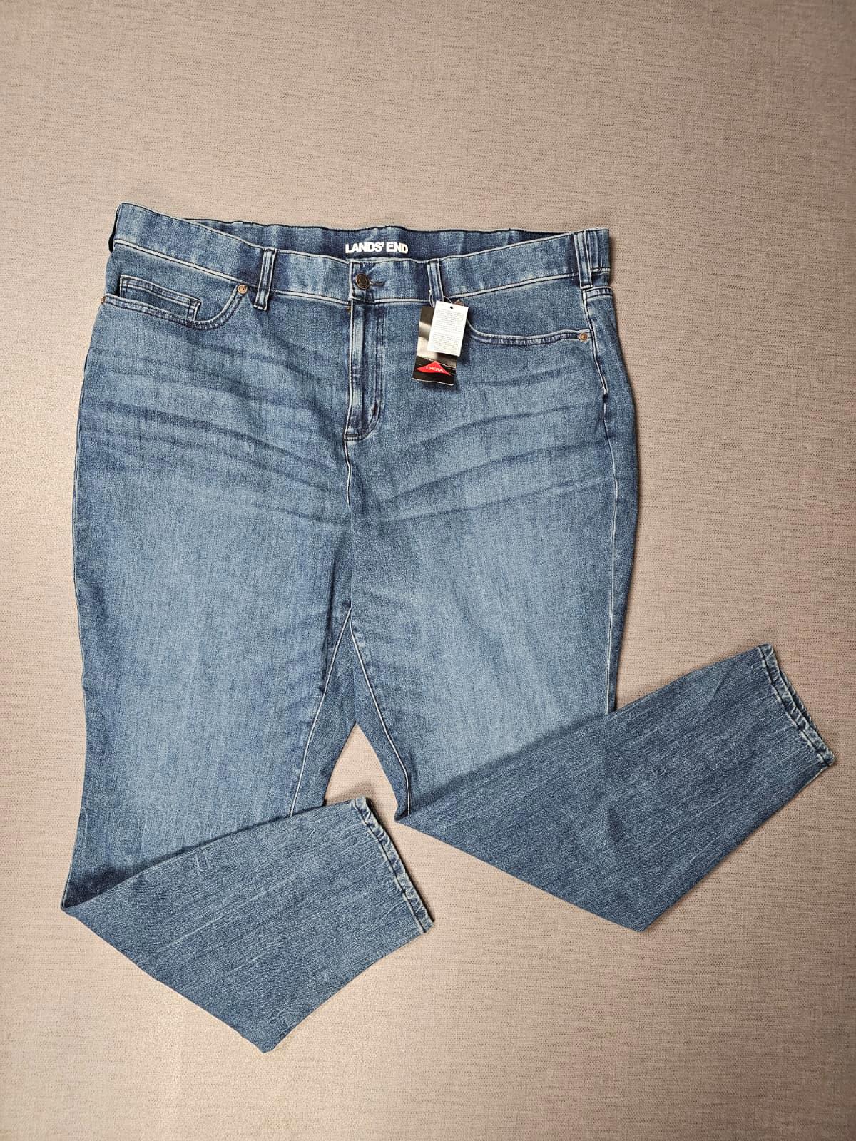 Lands End Women's Blue Denim Jeans Stretchy Waist - UK 28 - W42/30