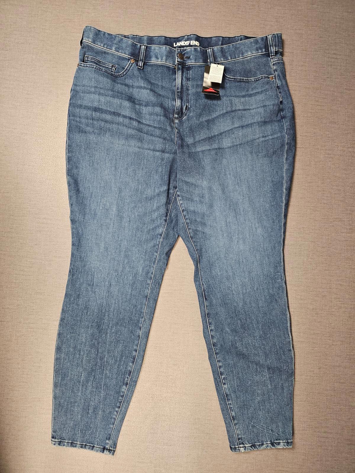 Lands End Women's Blue Denim Jeans Stretchy Waist - UK 28 - W42/30