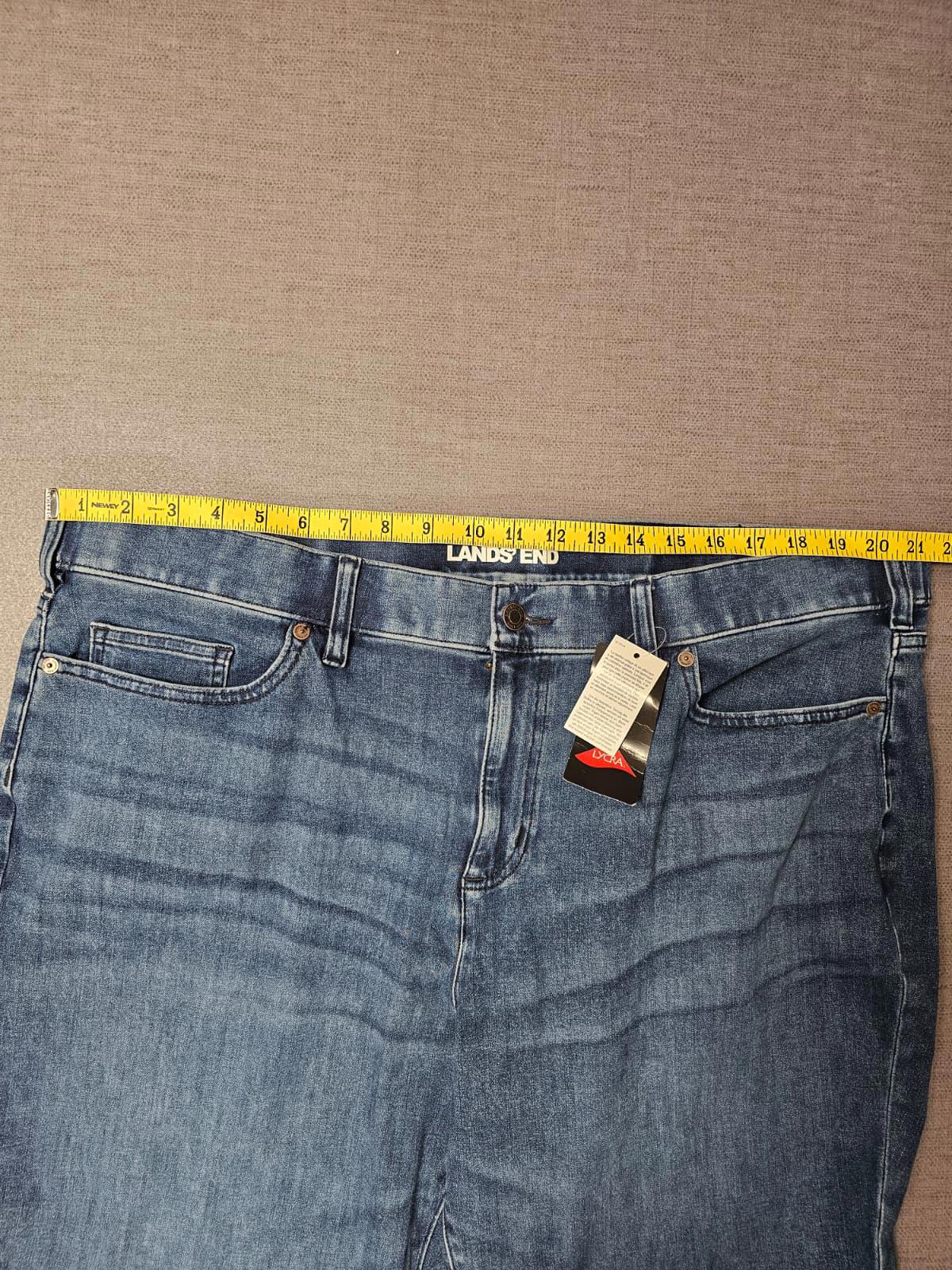 Lands End Women's Blue Denim Jeans Stretchy Waist - UK 28 - W42/30