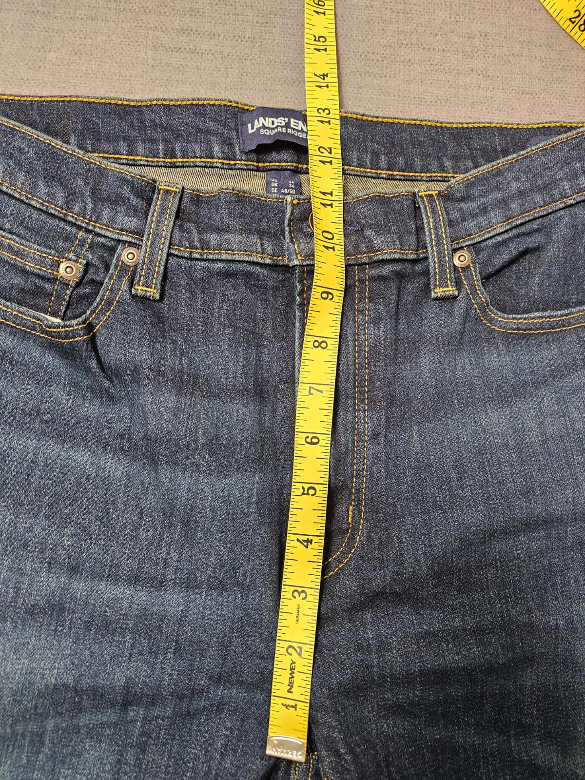 Lands End Mens Blue Denim Slim Fit Square Rigger Jeans - W34/L28
