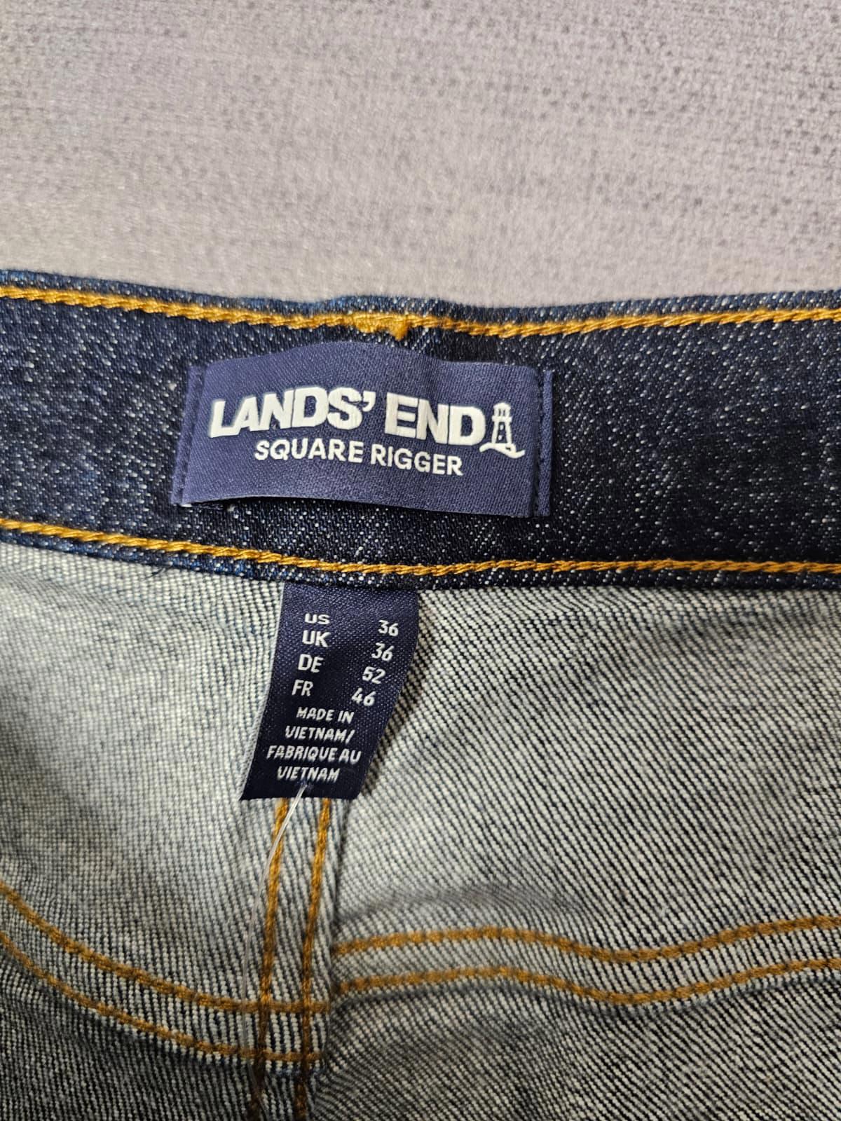 Lands End Mens Blue Denim Traditional Straight Fit Square Rigger Jeans - W36/L28