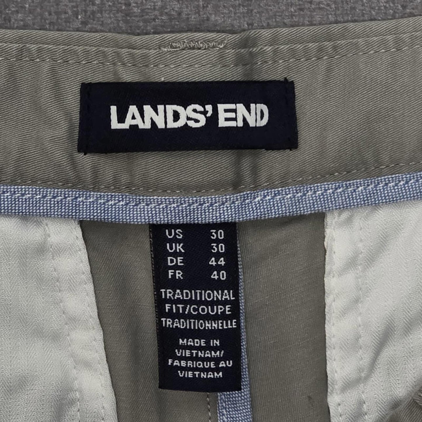Lands End Mens Chino Trousers/Pants -  30 - W30 / L30 - Grey