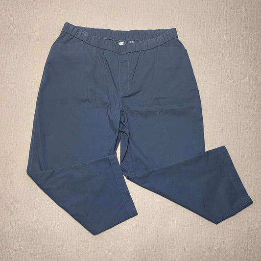 Lands End Womens Elasticated Waist Casual Trousers/Pants -UK 20 -W33 / L24 -Navy