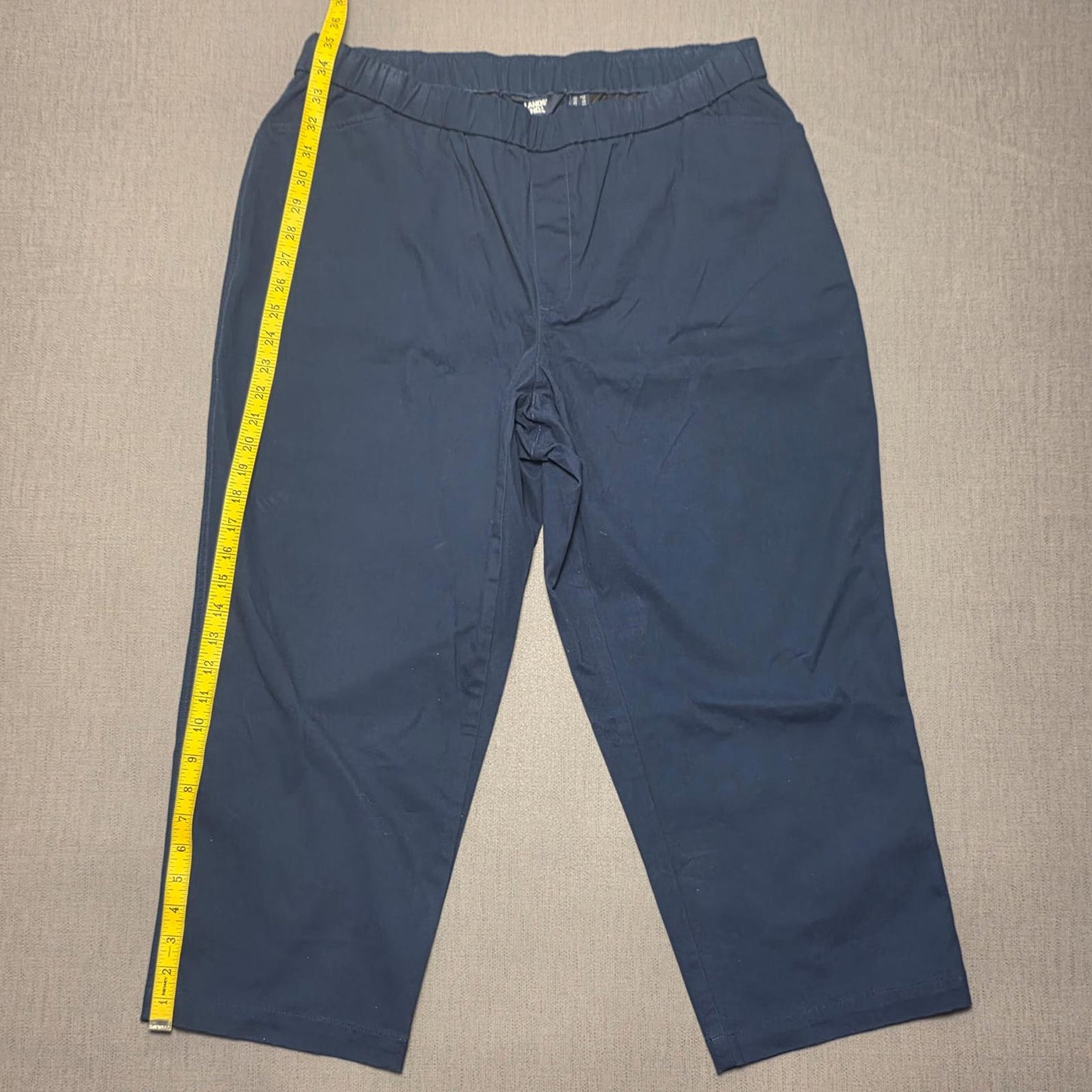 Lands End Womens Elasticated Waist Casual Trousers/Pants -UK 20 -W33 / L24 -Navy