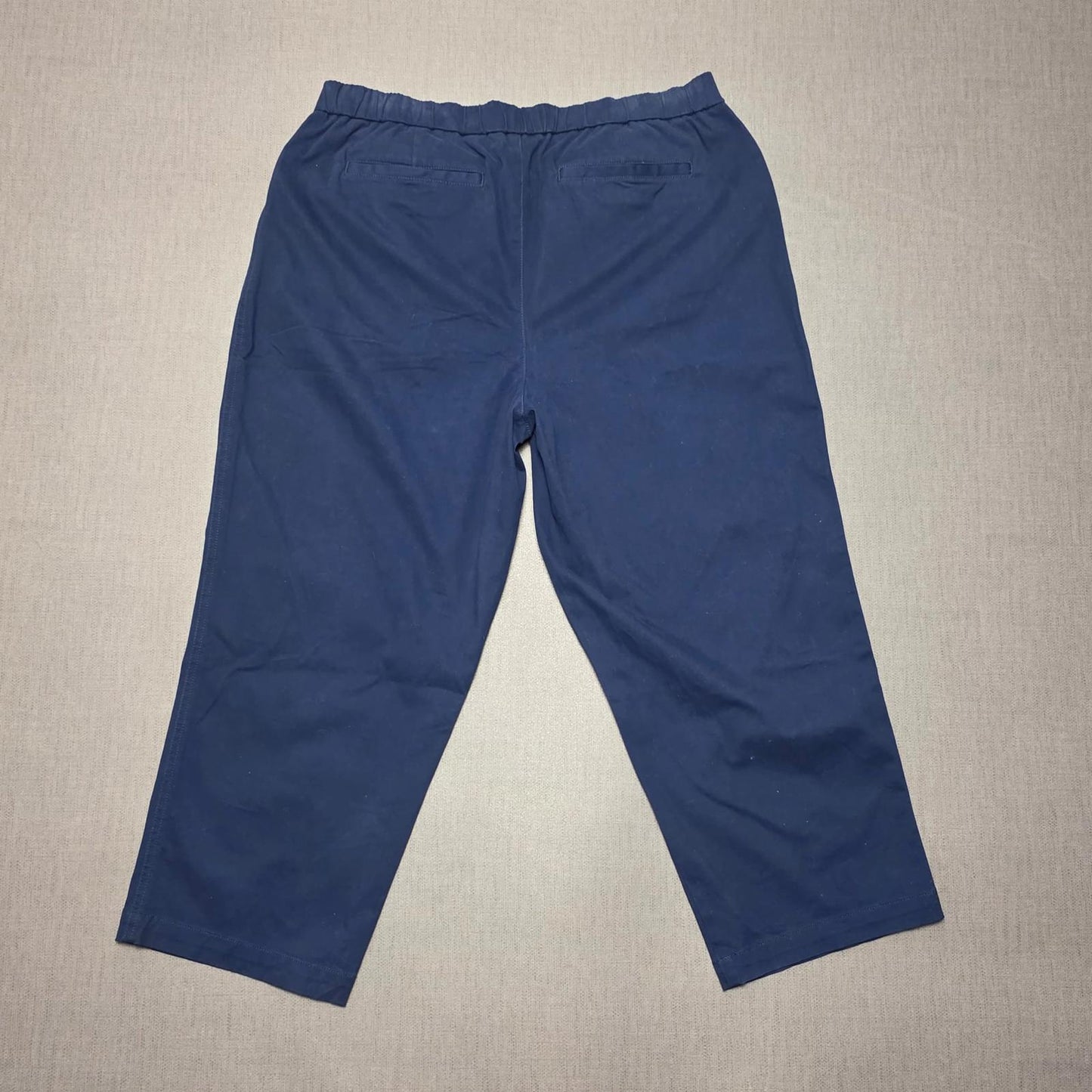 Lands End Womens Elasticated Waist Casual Trousers/Pants -UK 20 -W33 / L24 -Navy