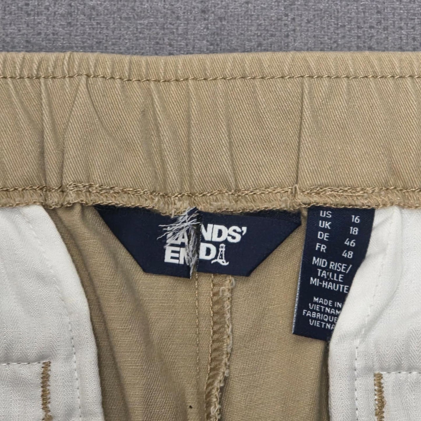 Lands End Womens Chino Style Casual Trousers/Pants - UK 18 - L26- Beige