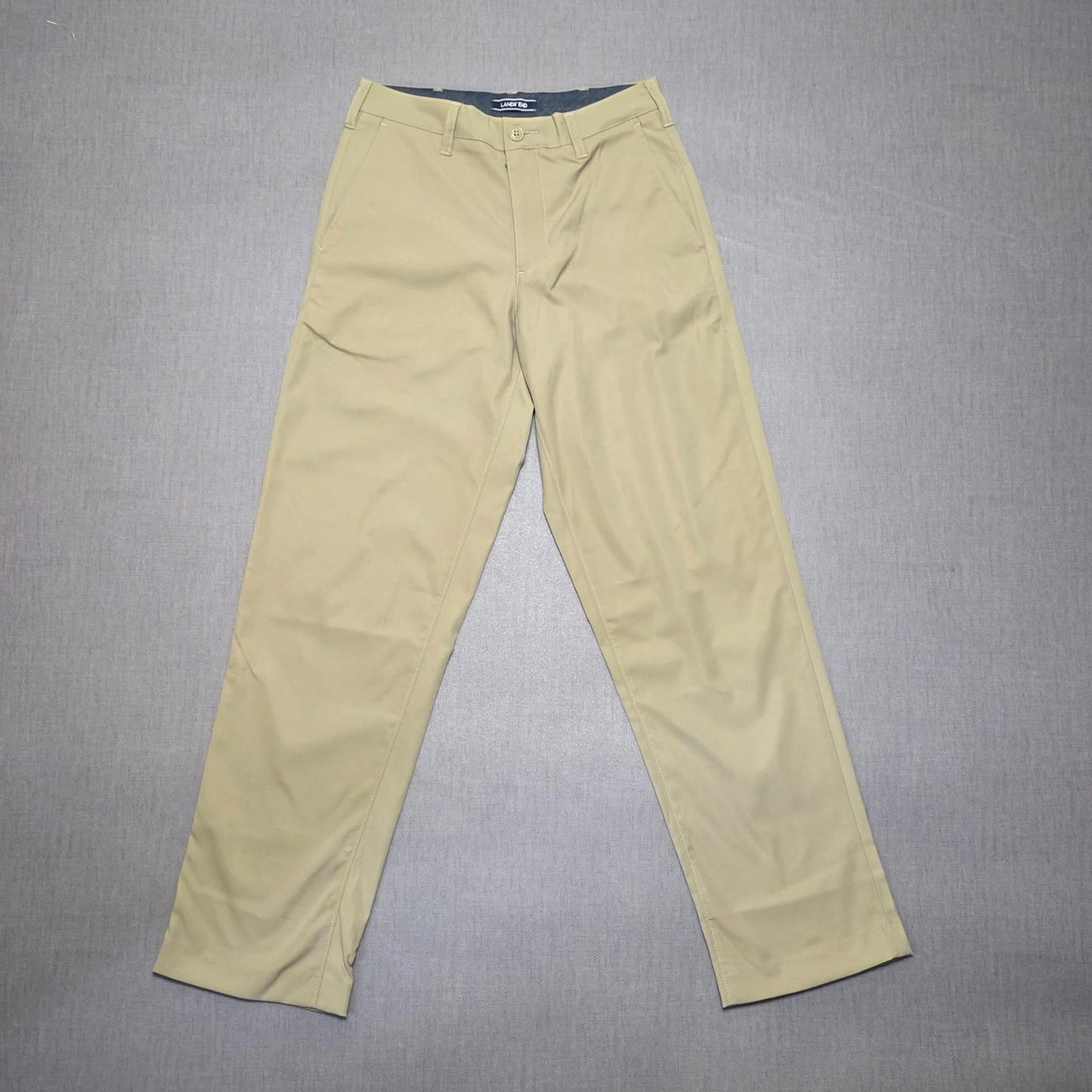 Lands End Mens Chino Style Smart Casual Trousers/Pants - 30 - W30 / L30 - Khaki