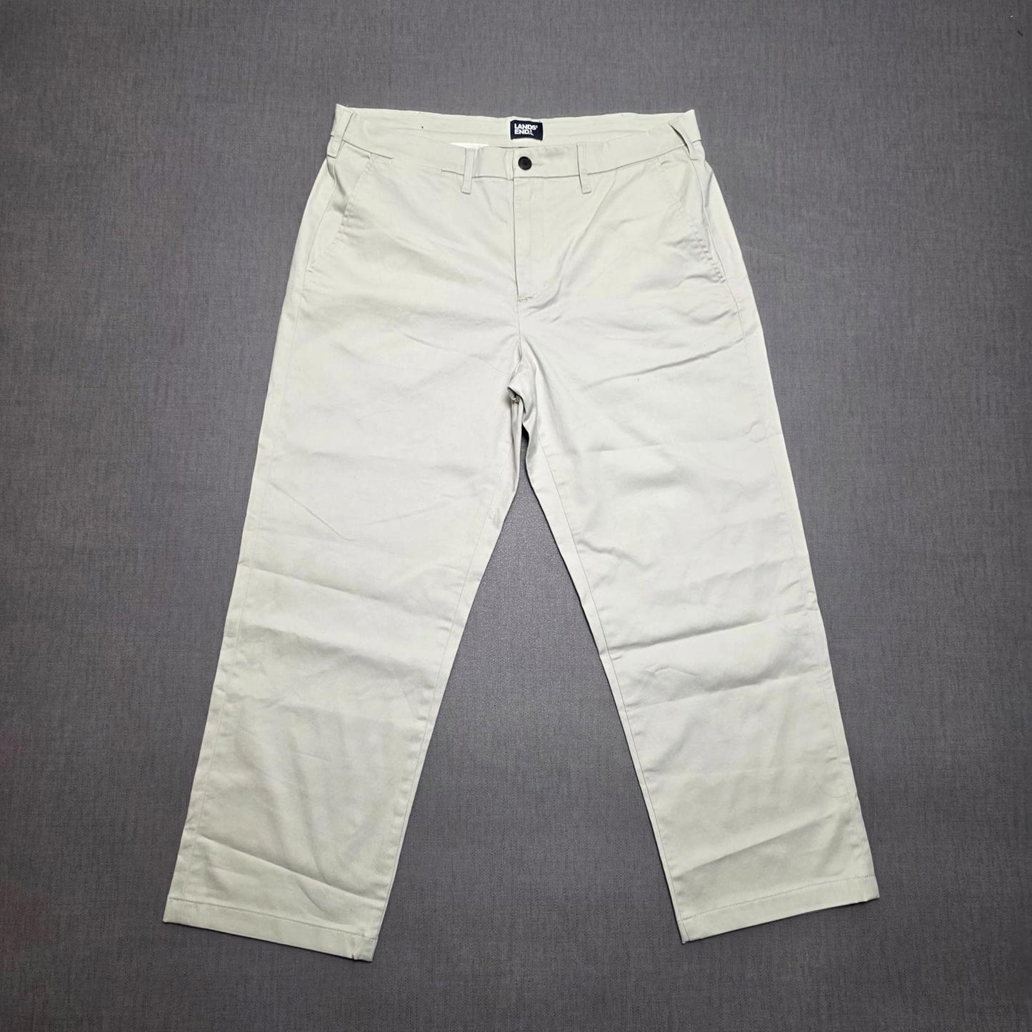 Lands End Mens Smart Casual Chino Style Trousers/Pants - 36 - W36 / L27 - Cream