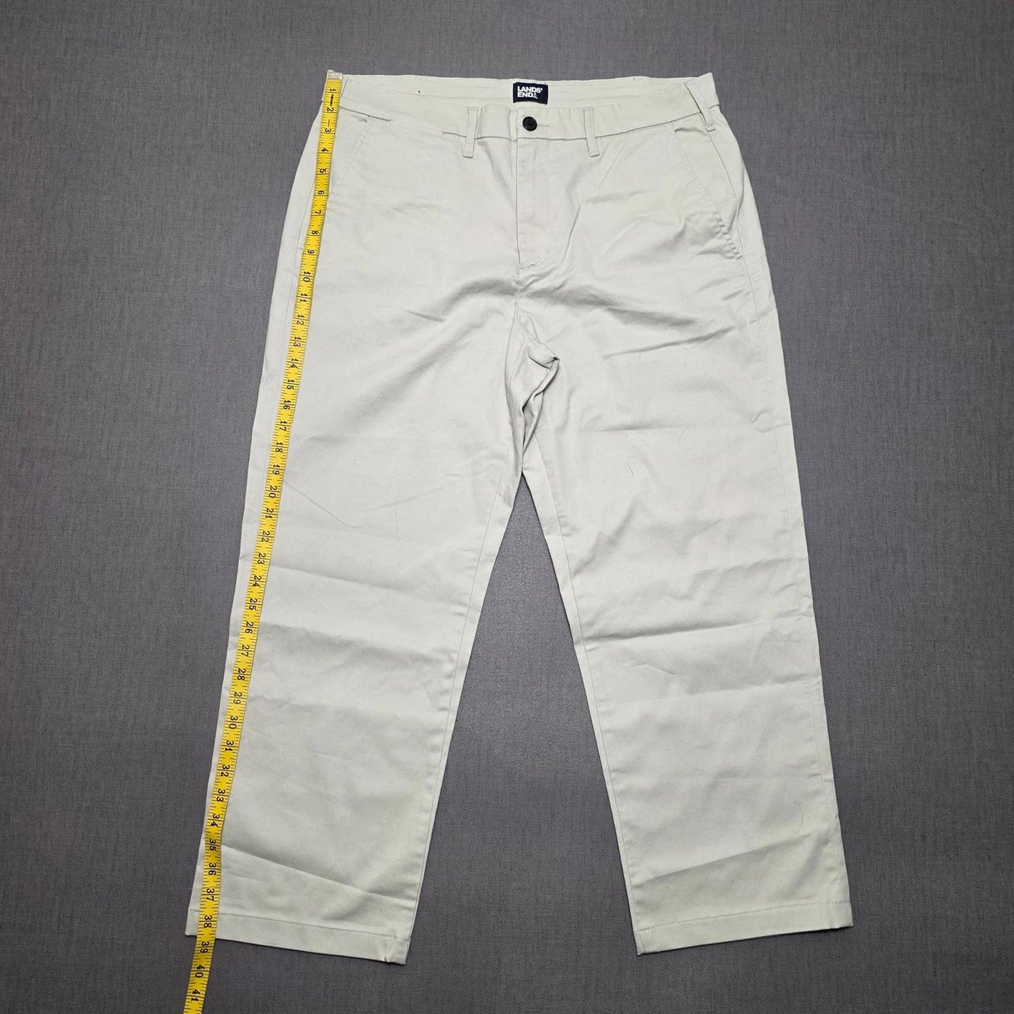 Lands End Mens Smart Casual Chino Style Trousers/Pants - 36 - W36 / L27 - Cream